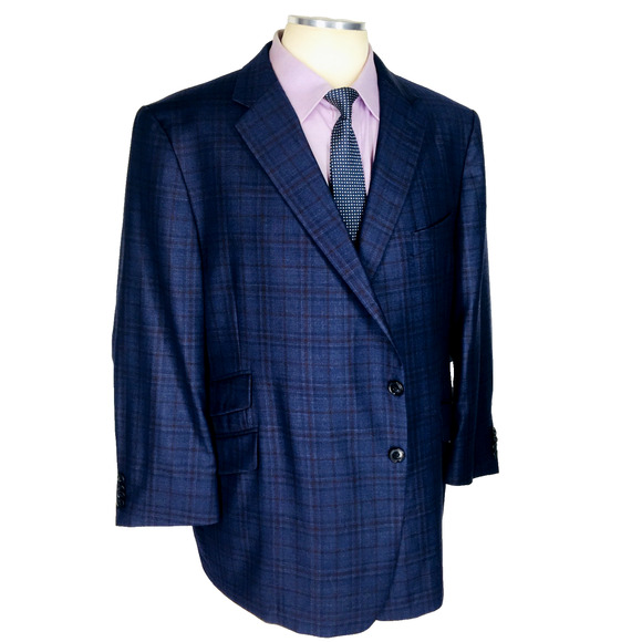 50S* Jos A Bank Reserve Reda Italy 2 Bttn Wool Blazer Sport Coat Navy Glen Check - Picture 7 of 12